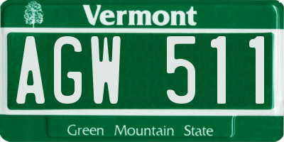VT license plate AGW511