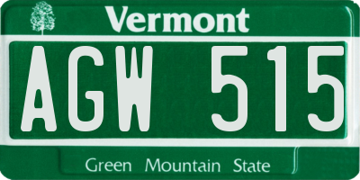 VT license plate AGW515