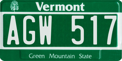 VT license plate AGW517