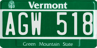 VT license plate AGW518