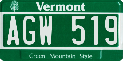 VT license plate AGW519