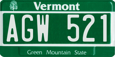 VT license plate AGW521