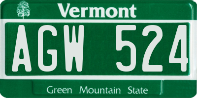VT license plate AGW524