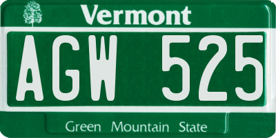 VT license plate AGW525