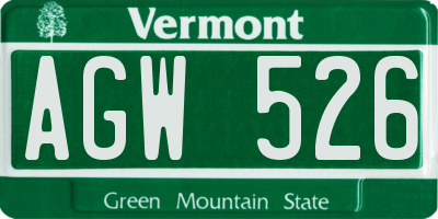 VT license plate AGW526