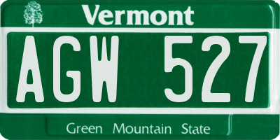 VT license plate AGW527