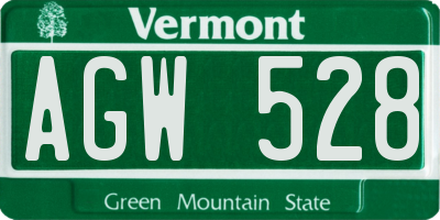 VT license plate AGW528