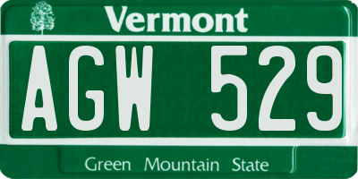 VT license plate AGW529