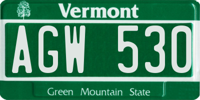 VT license plate AGW530