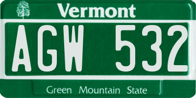 VT license plate AGW532