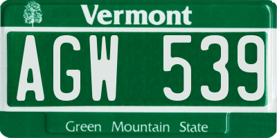 VT license plate AGW539