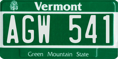 VT license plate AGW541