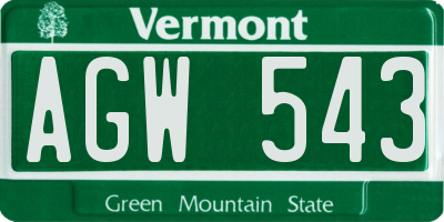 VT license plate AGW543