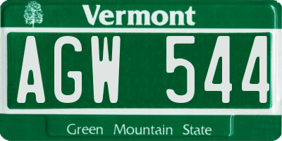 VT license plate AGW544