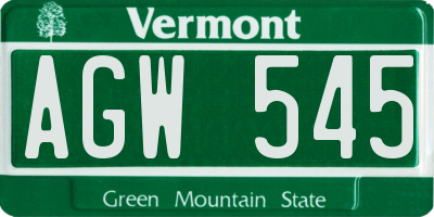 VT license plate AGW545