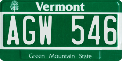 VT license plate AGW546