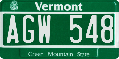 VT license plate AGW548