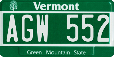 VT license plate AGW552