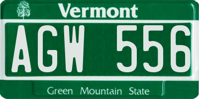 VT license plate AGW556
