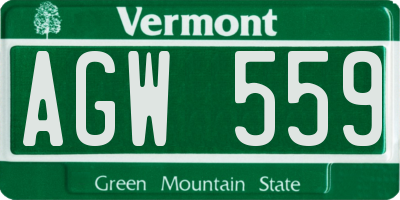 VT license plate AGW559