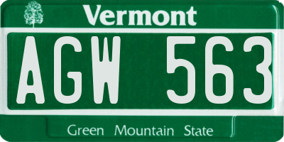 VT license plate AGW563