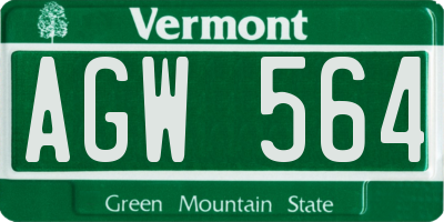 VT license plate AGW564