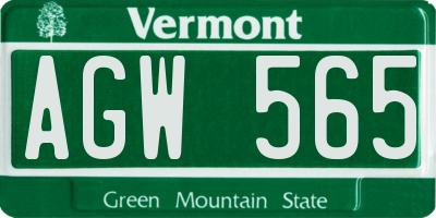 VT license plate AGW565