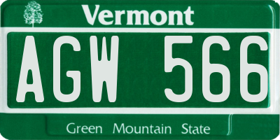 VT license plate AGW566