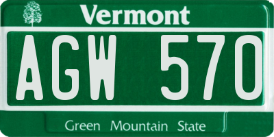 VT license plate AGW570