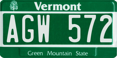 VT license plate AGW572
