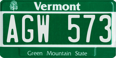 VT license plate AGW573