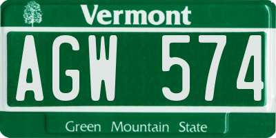 VT license plate AGW574