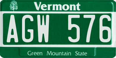 VT license plate AGW576