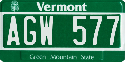 VT license plate AGW577