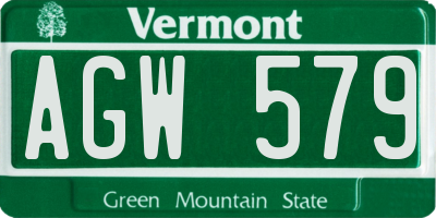 VT license plate AGW579