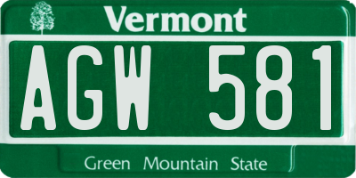 VT license plate AGW581