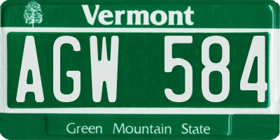 VT license plate AGW584