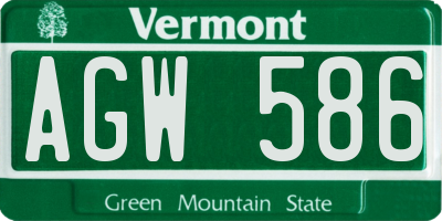 VT license plate AGW586