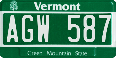 VT license plate AGW587