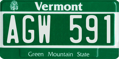 VT license plate AGW591