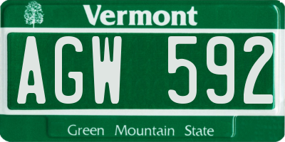 VT license plate AGW592