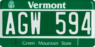 VT license plate AGW594