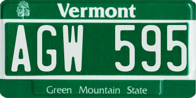 VT license plate AGW595
