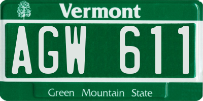 VT license plate AGW611