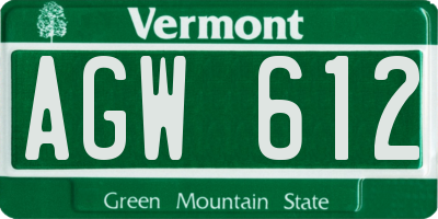 VT license plate AGW612