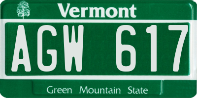 VT license plate AGW617