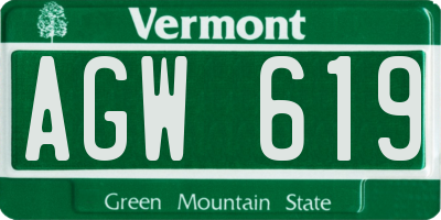 VT license plate AGW619
