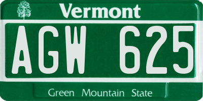 VT license plate AGW625