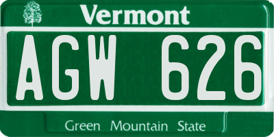 VT license plate AGW626