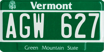 VT license plate AGW627
